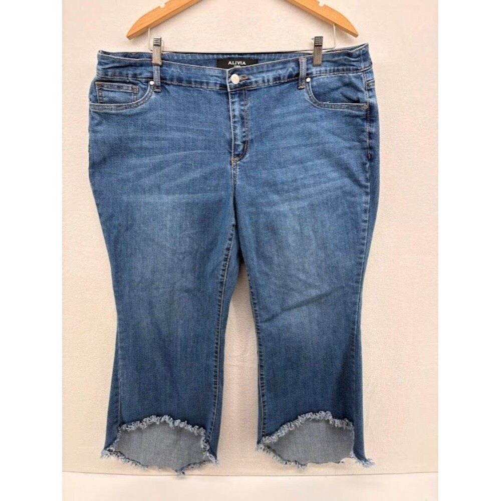 Alivia‎ Ford Jeans Womens 18W Whiskered Rayon Spandex Fringe Hem Asymmetric Plus